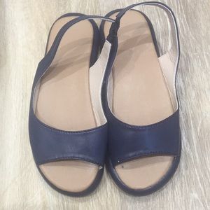 Navy Blue leather sandals BNWOT